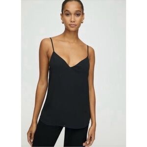 Aritzia Babaton Everly Camisole Top Black Silky Drapey Satin Shirt Sz S